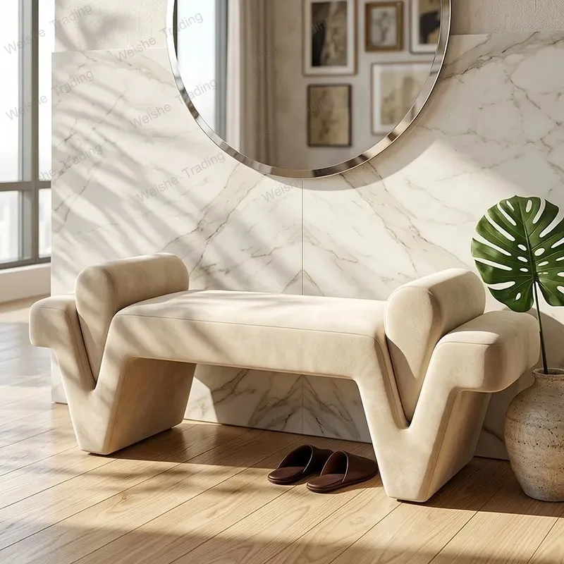 Italian Luxury Sofa Stools Bedroom Bed End Bench Clothing Store Dressing Room Shoe Changing Stools Home Entryway Door