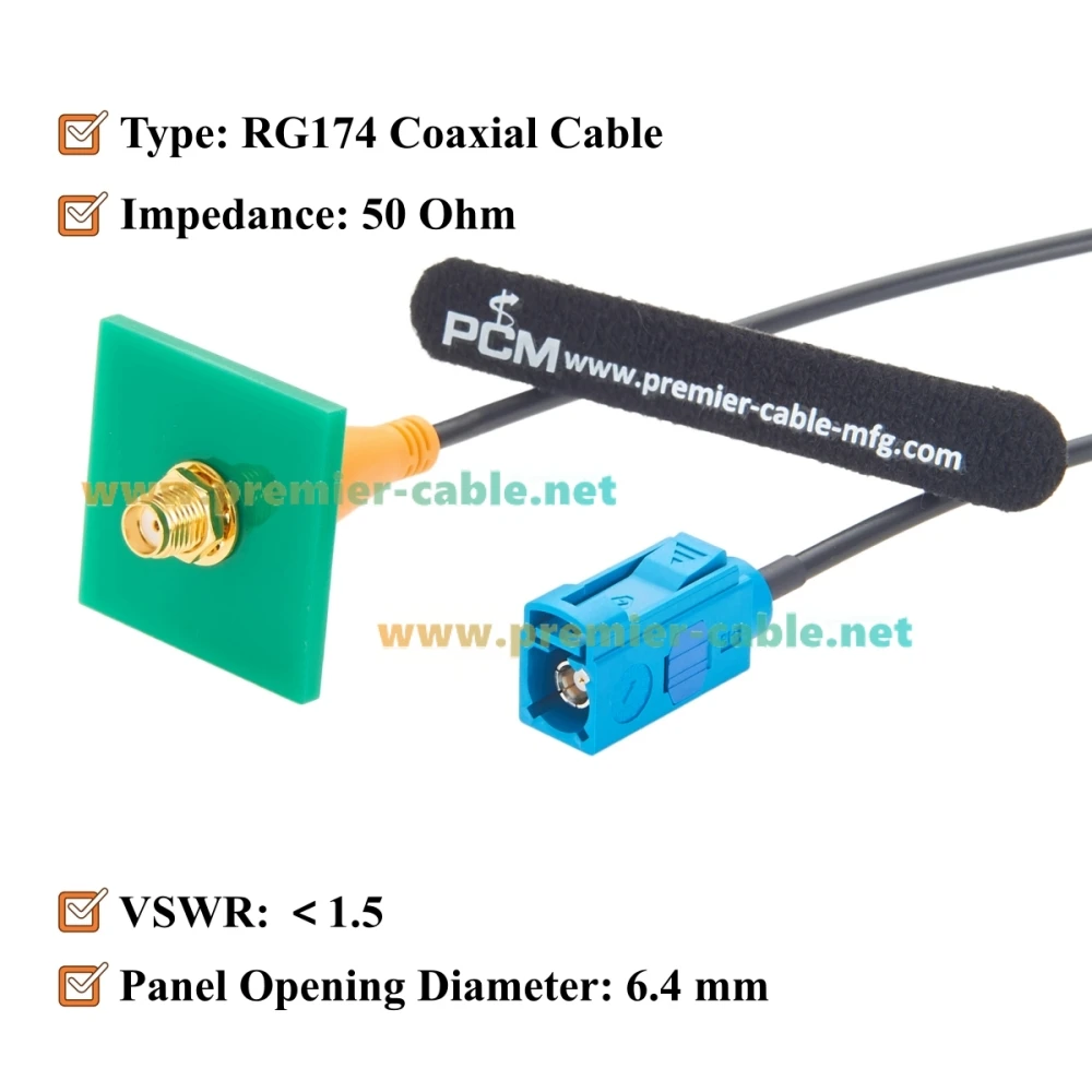 FAKRA Z Buchse auf SMA Buchse Schottmontage RF-Koaxialkabel 50 Ohm RG174 Autoantennen-Verbindungskabel für GPS GNSS, ADAS, WiFi – Detail 3