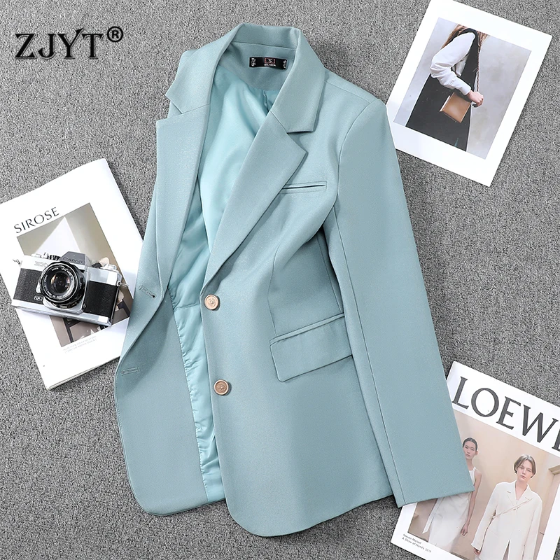 ZJYT Vrouwen Pak Blazer Elegante Jas 2025, Herfst Mode Koreaanse Stijl Single Breasted Jas Kantoor Dames Tops Casual Outerwears