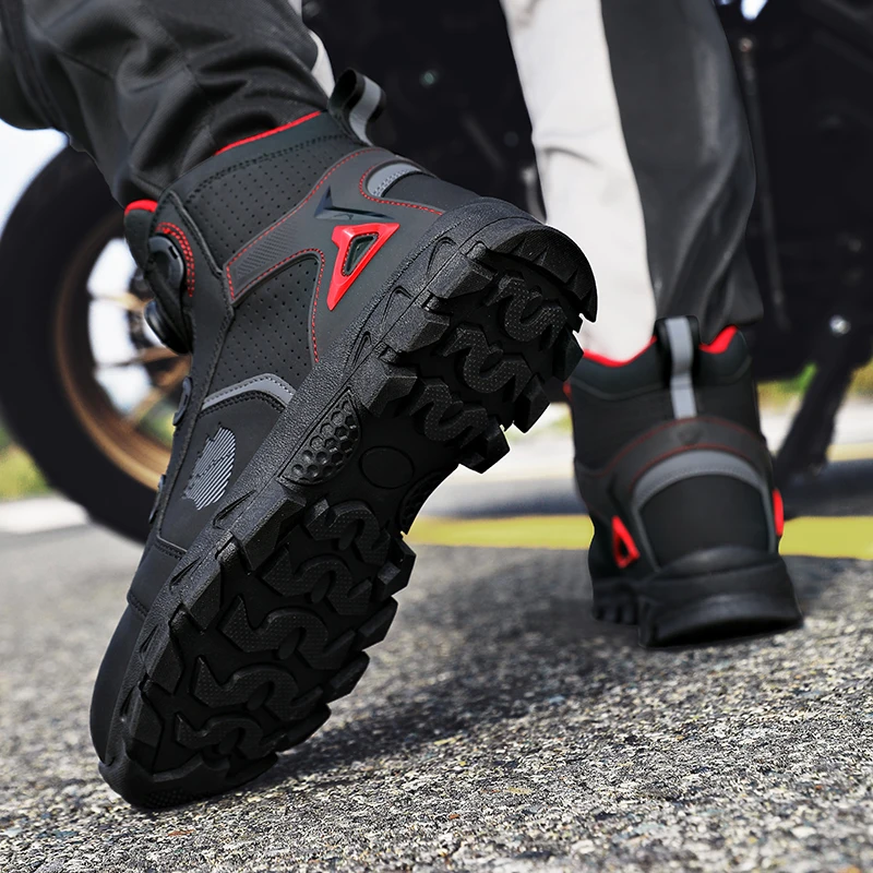 Professional Men's Motorcycle Boots Off-Road Racing Shoes Street Motorcycle Equipment Ultra-Fine Fiber Leather Boat view 5