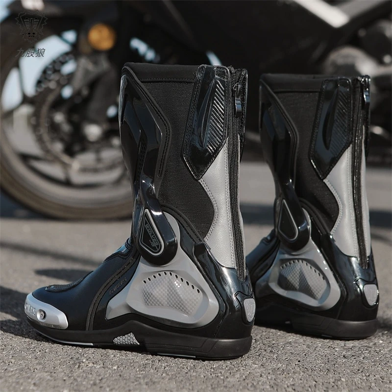 Motorcycle Boots Men Anti-slip waterproof Leather Motorcyclist Shoes Adventure Touring Motocross MTB Dirt Bike Boots