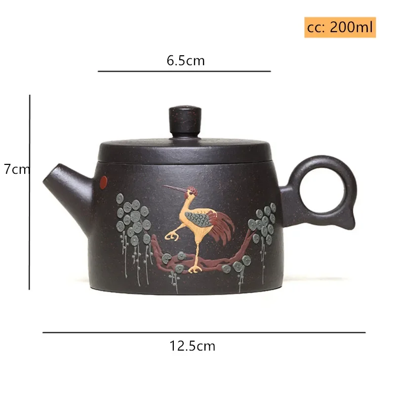 200ml Yixing Purple Clay Tea Pot Raw Ore Black Gold Sand Filter Teaware Chinese Zisha Tea Infuser Handmade Beauty  Teapot