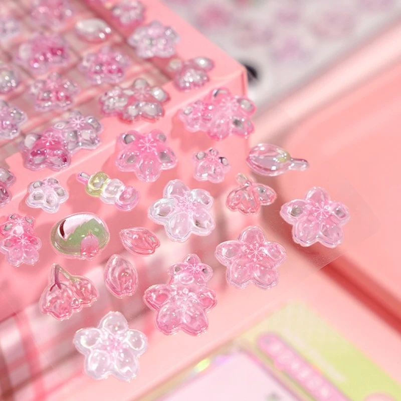 

Kawaii Sakura Cherry Blossom 3D Relief Sticker Aesthetic Scrapbooking Journal DIY Decor Cute Pink Girl Stationery Phone Case Art