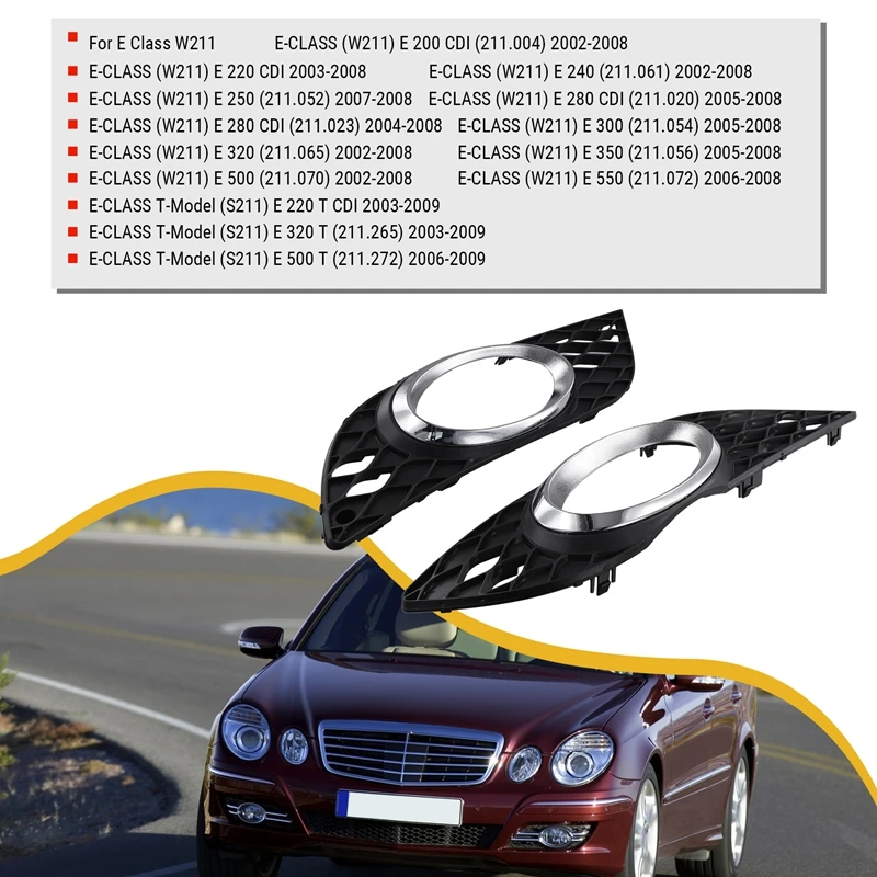 Front Bumper Fog Light Frame 2118850522, 2118850622, 2118850974, 2118851074 For Mercedes Benz E Class W211 2007-2009