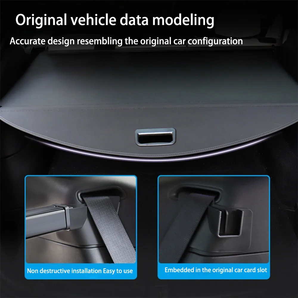 For Tesla Model Y Trunk Cargo Cover Curtain  Rear Luggage Carrier Retractable Partition Baffle Plate Convenient Store items