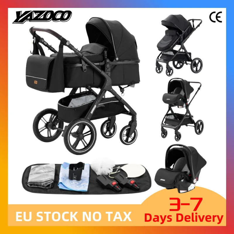 Sistema de Viaje 3 en 1 para Bebés, Carriola Plegable Ligera, Mango Ajustable, Marco de Aluminio para Recién Nacidos de 0 a 4 Años