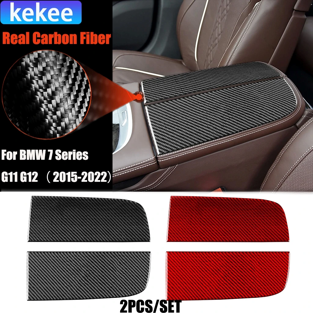 

Carbon Fiber Car Accessories Center Armrest Storage Modified Interior Trim Cover Soft Sticker For BMW 7 Series G11 G12 2015-2022