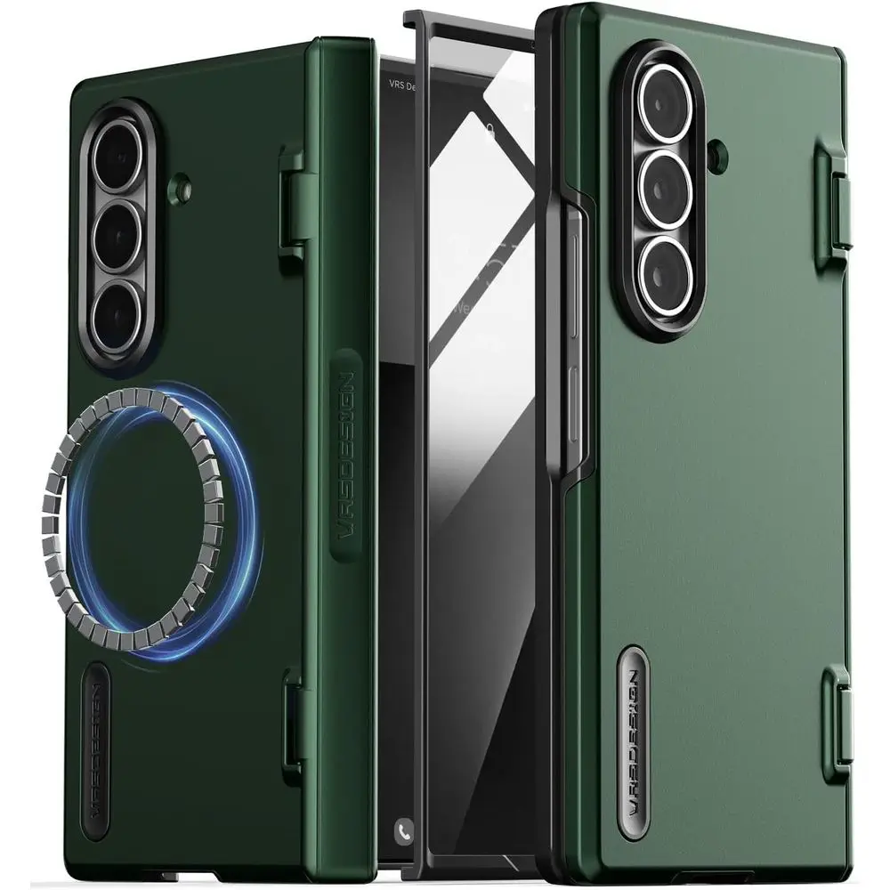 

Магнитный чехол Galaxy Z Fold 7 (2025), с защитой экрана, прочным двухслойным и пружинным шарниром цвета металлик-зеленого цвета