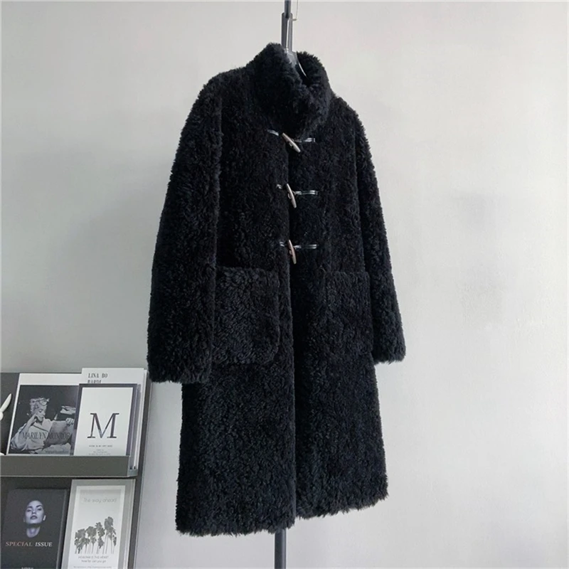 2024 New Year Popular Sheep Shearling Fur Warm Coat Women Real Wool Thicken Winter Jacket Parka PT429