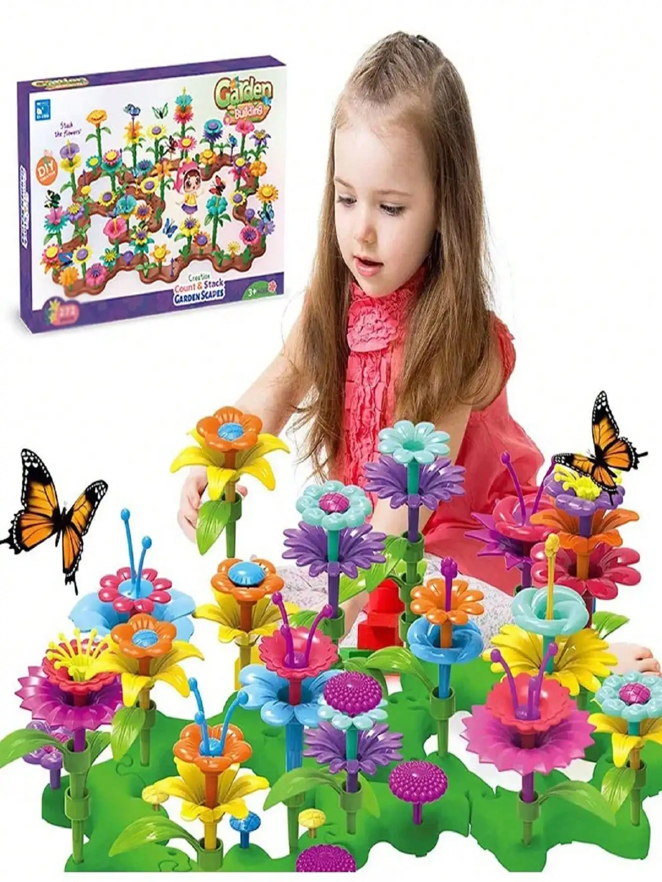 

Children Garden Building Flower Toys Girls DIY Flower Garden Toys Building Blocks Kids Playset Creative Growing Floral Garden Parents-Child Interaction Developmental Educational Toys Room Decorati