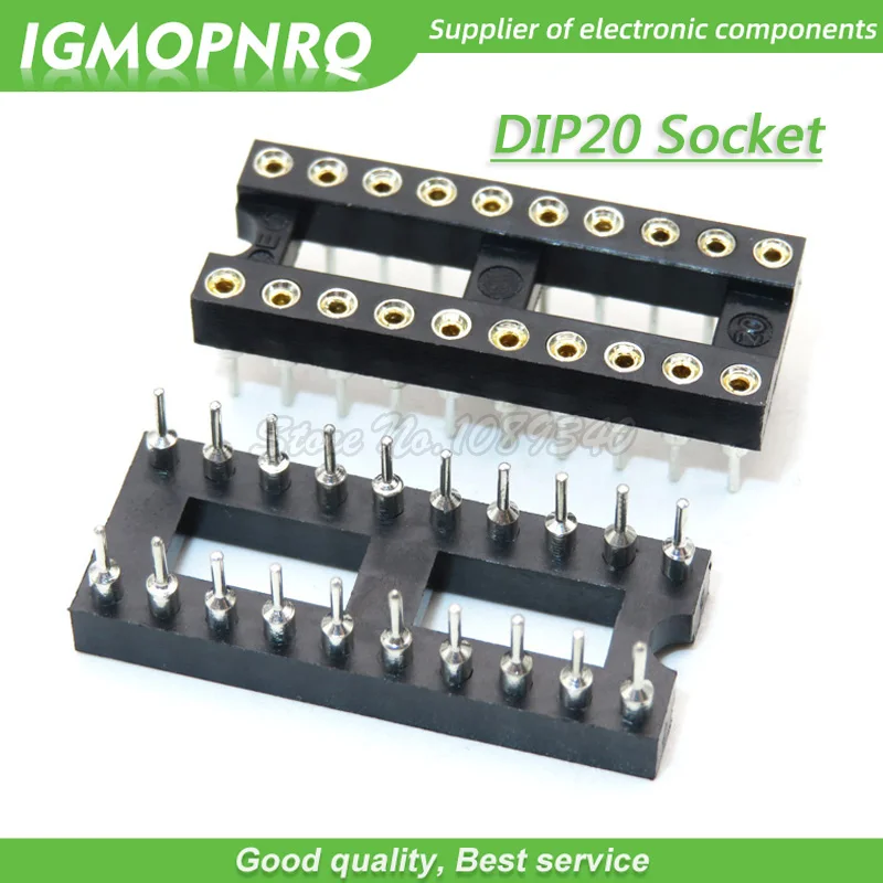 10pcs DIP-20 Round Hole 20 Pins 2.54MM DIP DIP20 IC Sockets Adaptor Solder Type 20PIN IC Connector IGMOPNRQ