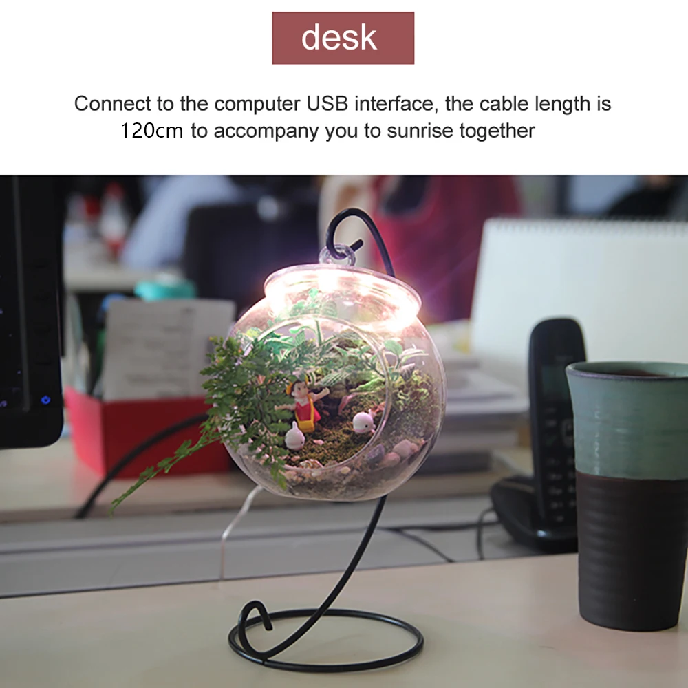 LED Plant Growth Light USB Powered Ring Grow Lamps with Timer Switch Dimmable Full Spectrum Solar Grow Lights for Indoor Plants