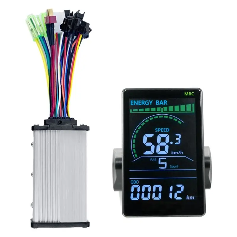 

A65P-M6C Electric Bike LCD Display Meter+36V 350W Sine Wave Controller E Scooter LCD Panel Color Screen With USB Fit For E-Bike