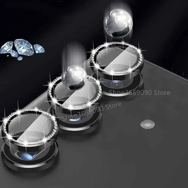 Film d'objectif 3D pour Samsung S25 Ultra, protecteur d'appareil photo avec anneau métallique en diamant, pour Galaxy S25 S24 S23 Ultra S24 FE
