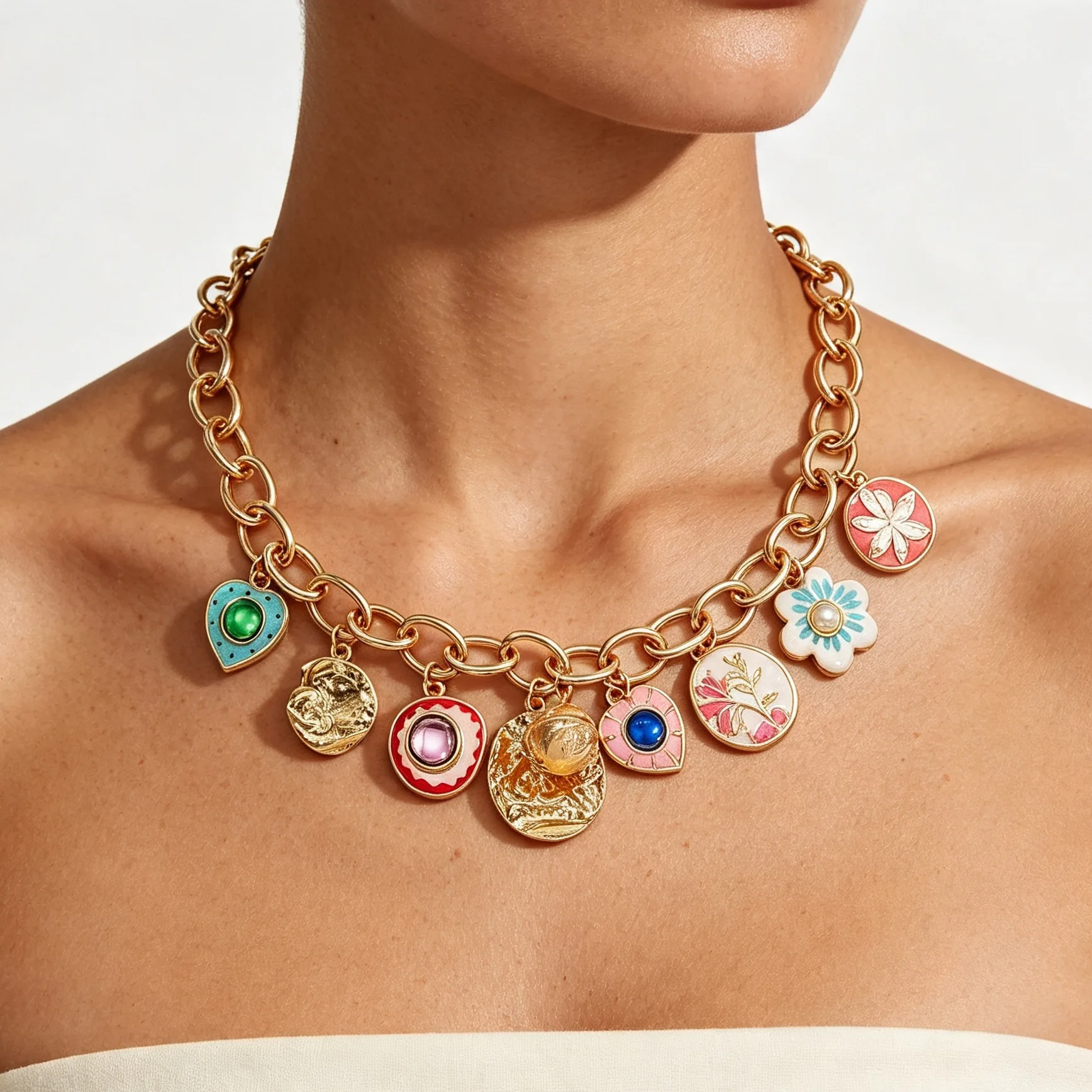 Women Sparkling Full Crystal Heart Floral Pendant Necklace Fashion Dainty Clavicle Chain Luxury Statement Jewelry
