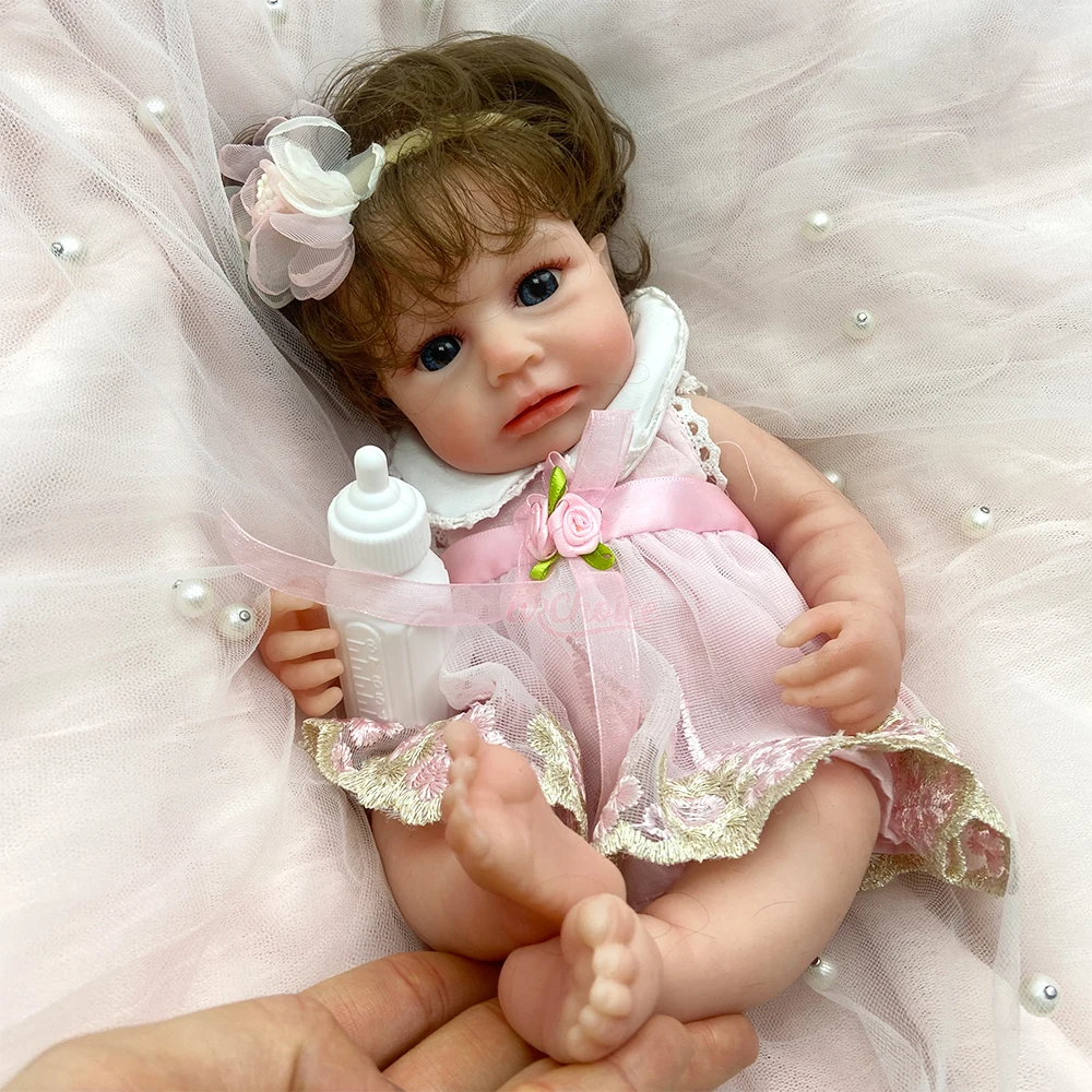 Bambola Reborn LouLou da 12 Pollici con Bocca Aperta, in Silicone Solido, con Capelli Infoltiti, Corpo Intero in Silicone, Regalo di Natale