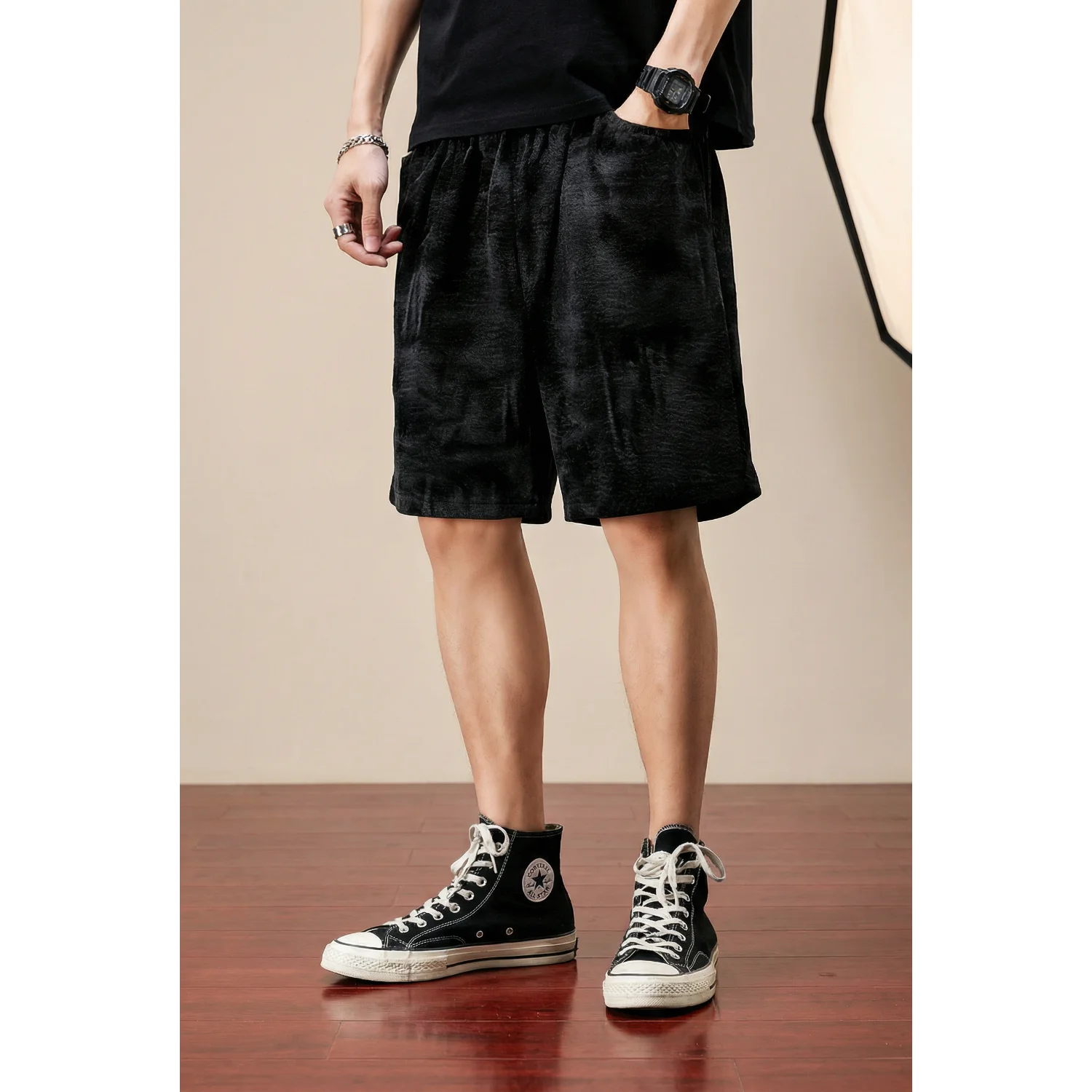 

2026 tie dye pants men's summer comfortable loose wide leg trendy brand fashionable versatile straight leg casual shorts men