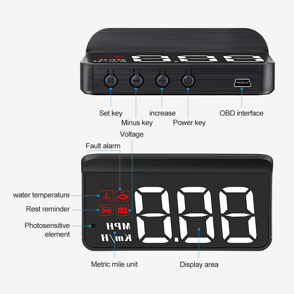 M3 OBD2 Auto Head Up Display Projection on Glass Car Speed Windshield Projector Speedometer Alarm for All Car