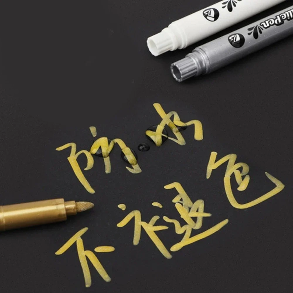 12/15/18 Pcs White/Gold/Silver Metallic Marker Pen Set Waterproof Paint Marker for Rock Ceramic Glass DIY Art Painting Supplies