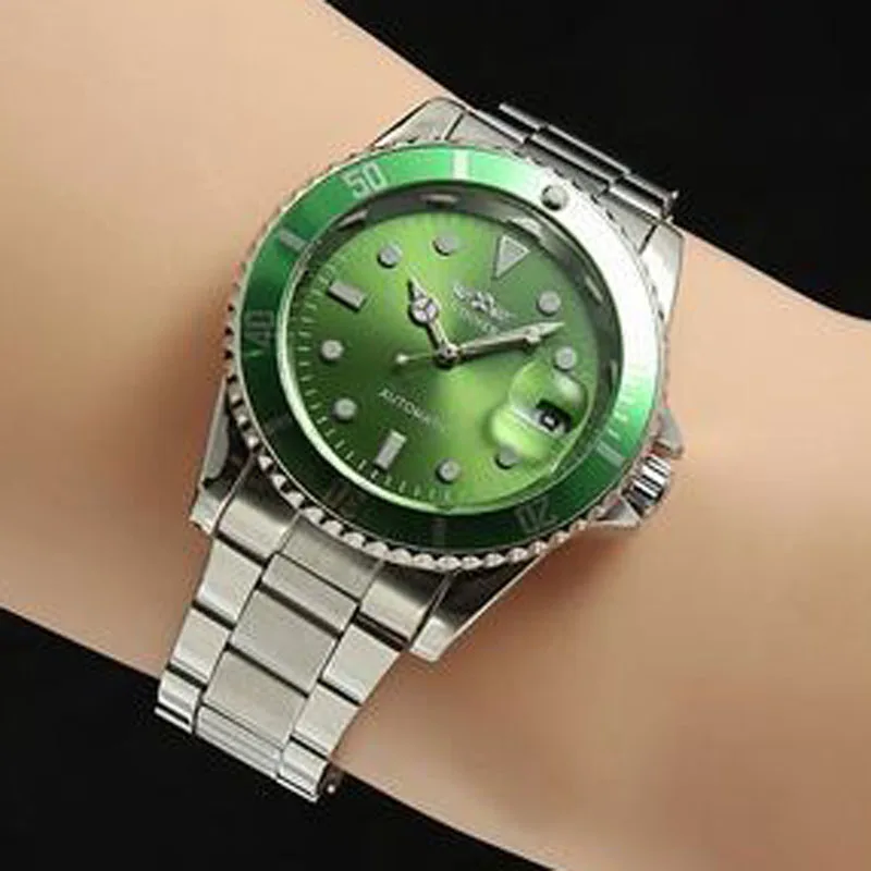 

T-WINNER Watch Men Fashion Sport Green Watches Rotating Bezel Auto Date Automatic Mechanical Wristwatches Men Reloj Hombre