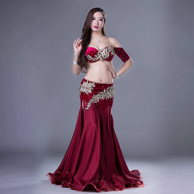 Dancer\'s Vitality Performance Women 2PCS Bra And Skirt Belly Dance Suit for Lady Dance Stage Costumes Kids Ballroom Dance Set