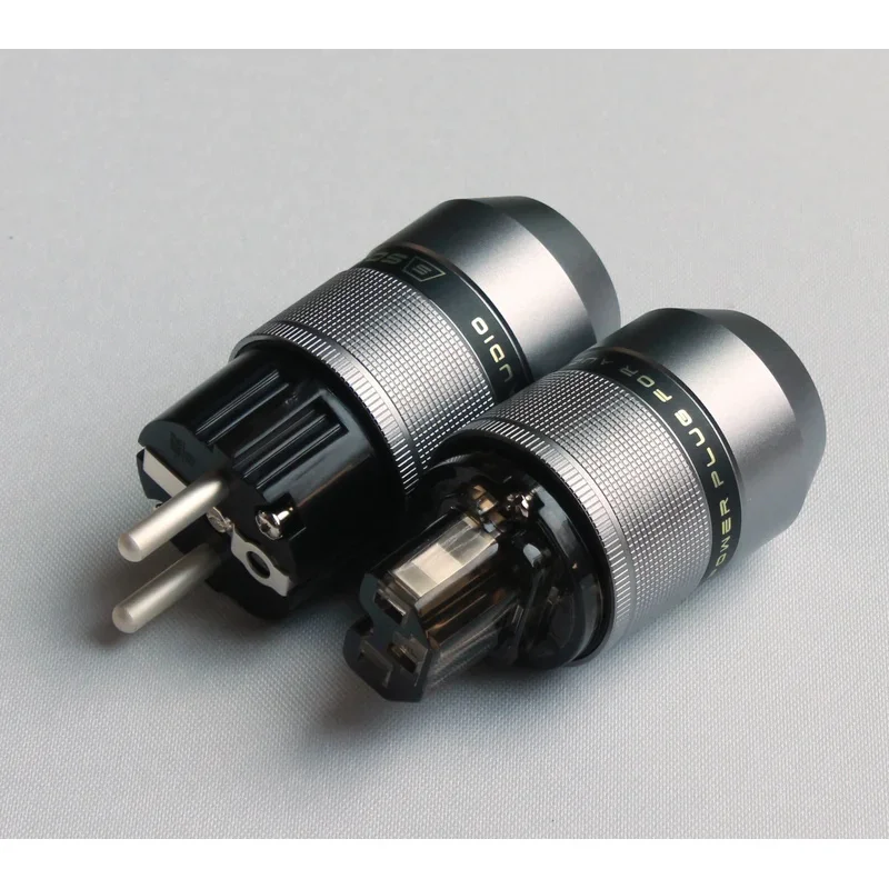 

FOR SONARQUEST Power Connector PA-40E(Ag)+PA-40F(Ag)EUsilver Plated Gray Special Aluminum alloy Schuko Male Female IEC Connector