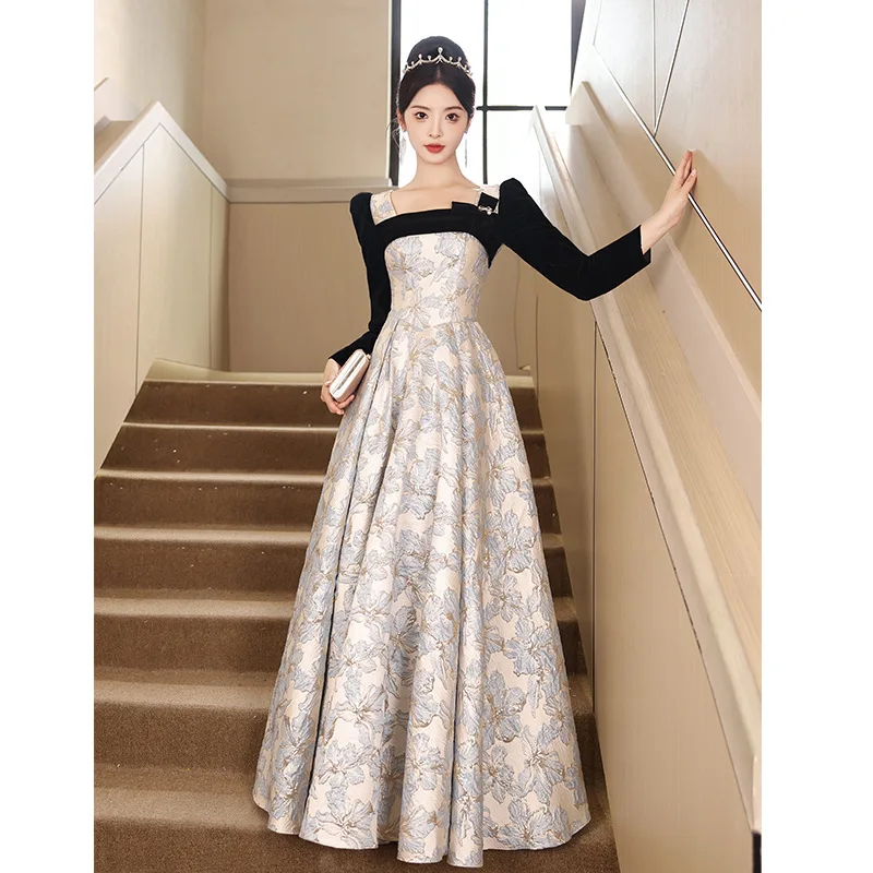 

Элегантное вечернее платье для женщин: для студенток, на художественные экзамены, ужин, вечеринку, корпоратив, новогодний бал. Роскошное, модное, с длинными рукавами.