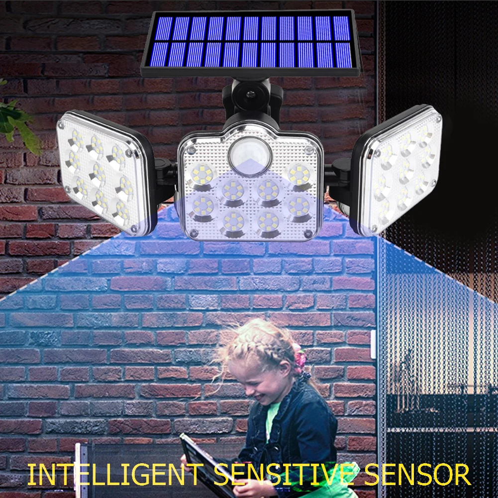 145 ไฟ LED พลังงานแสงอาทิตย์ IP65 กันน้ํากลางแจ้ง Motion Sensor โคมไฟพลังงานแสงอาทิตย์โพสต์แสงมุมกว้างความสว่าง Garden YARD Wall โคมไฟ