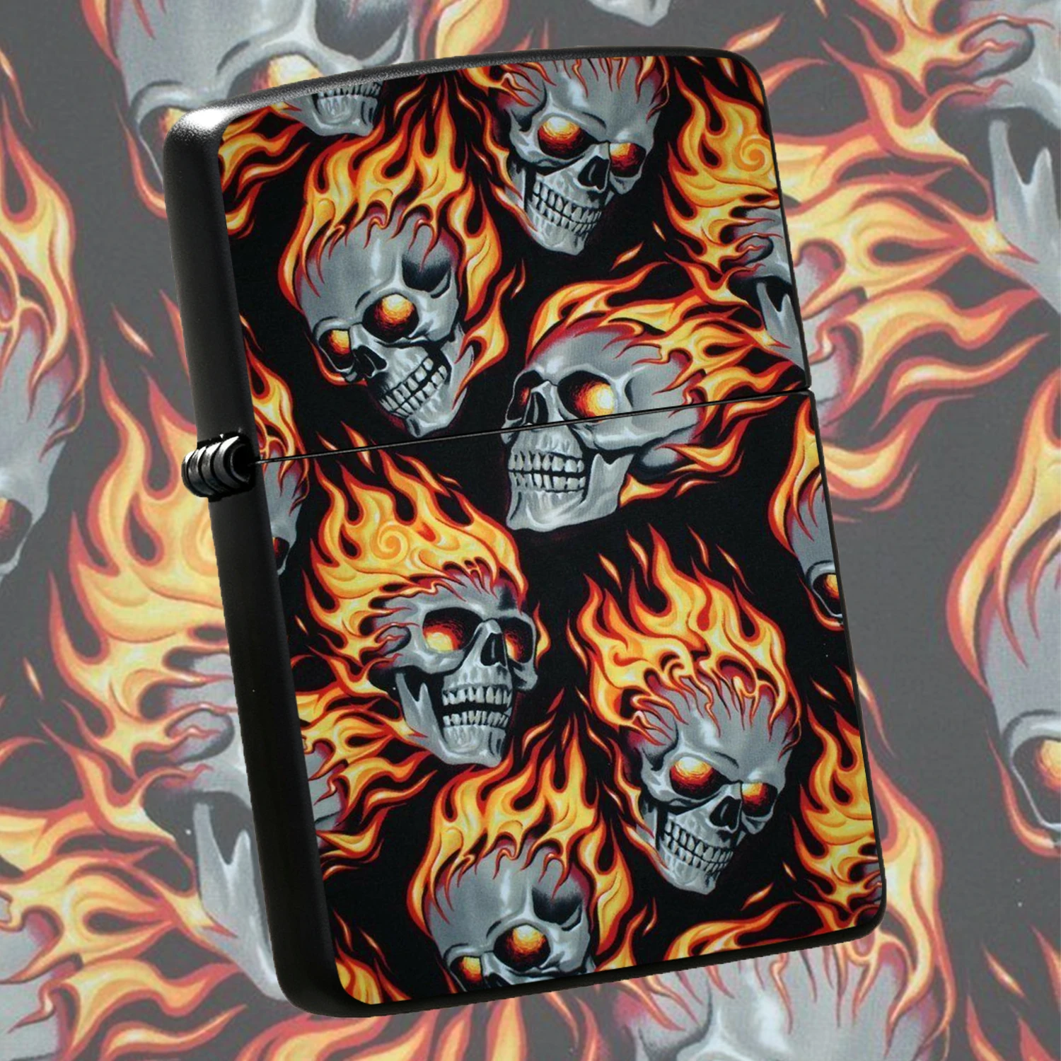 Trendy Cool Flaming Skull Themed Portable Lighter Gear, Stylish Creative Pattern Daily Carry Item, Suitable For All Scenarios Daily Use, Gifting And Collection, Edgy Style Trendy Practical Accessory, Dark Aesthetic Exclusive Portable Supply