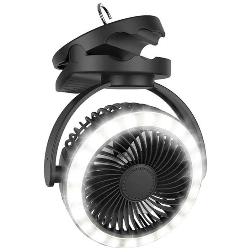 10000mAh Battery Operated Clip On Fan with Hanging Hook & Super Strong 4 Speeds Adjustable Portable Camping Fan 918D