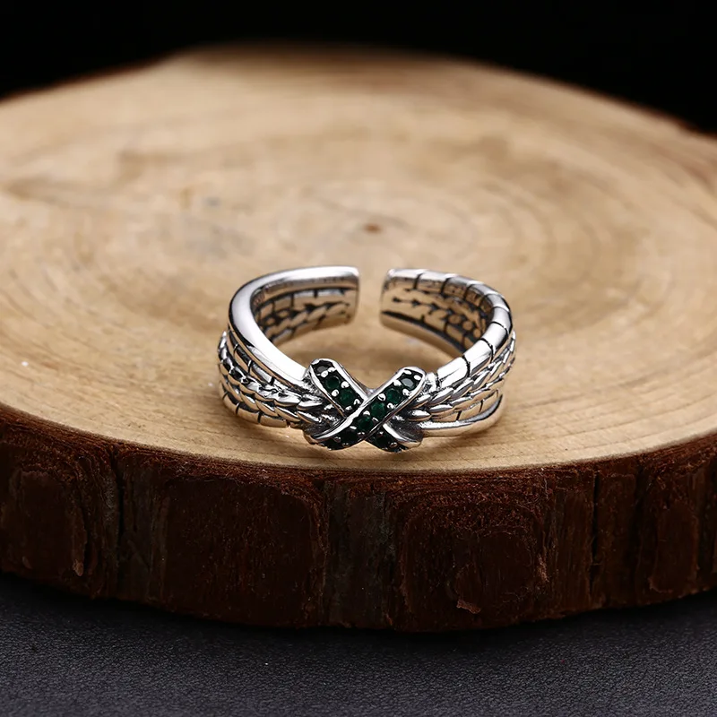 

Кольцо из стерлингового серебра 925 пробы с цирконом и пшеницей, кольцо с открытием, тайское серебро, модные стильные украшения