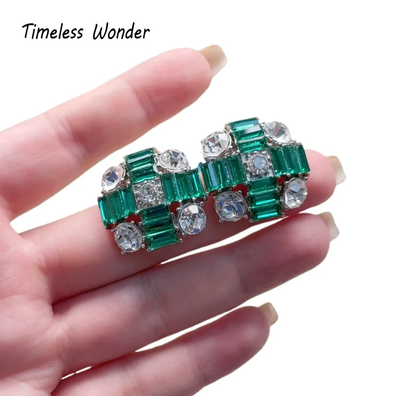 

Timeless Wonder Retro Zircon Geo Stud Earrings for Women Designer Jewelry Goth Runway Vintage Gift Top Rare Simple Classy 2232