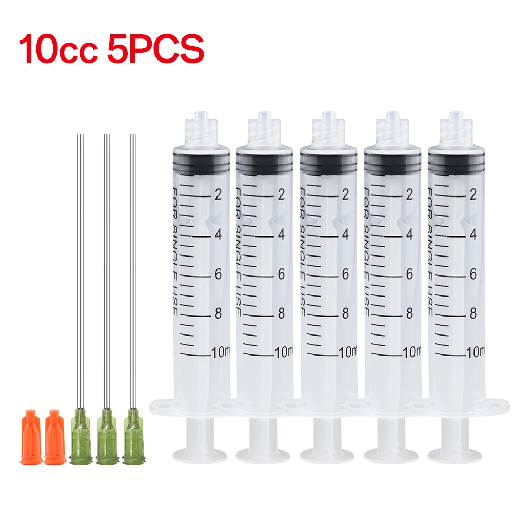 3 ml-60 ml Kunststoff-Luer-Lock-Spritze, Industriespritzen mit 4-Zoll-Kleber-Dosierspitze und Kappen für die Fütterung von Ölkleberflüssigkeit und Haustieren