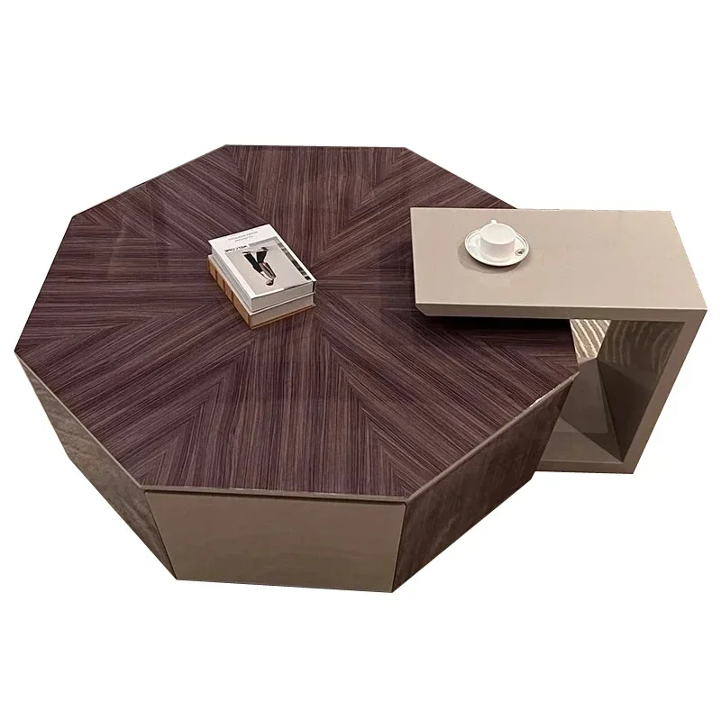 

A16 Italian-Style Light Luxury Solid Wood Octagonal Coffee Table Combination Living Room Villa Large Apartment Model Room Furnit