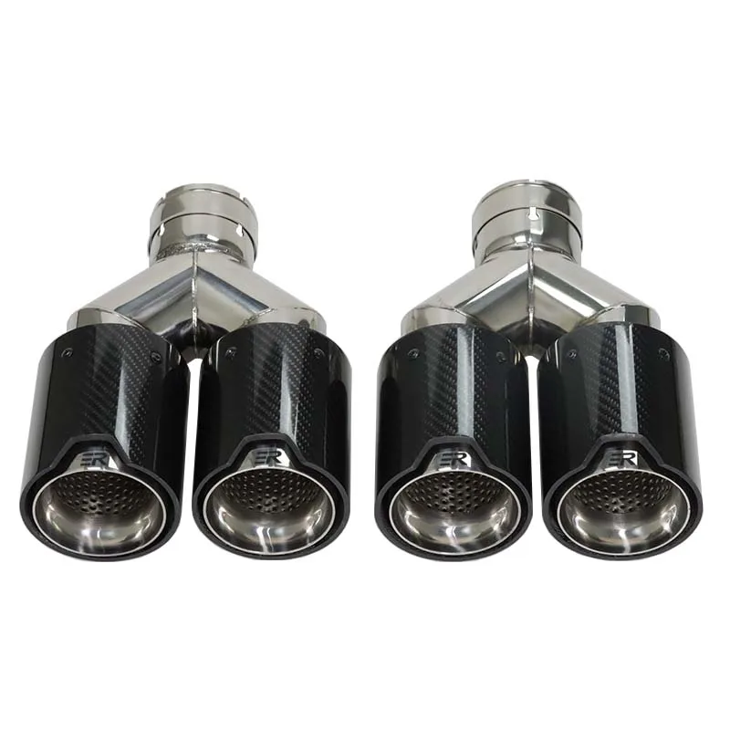 

Double Outlet Muffler Tips Universal Carbon Fiber Quad Exhaust Tips Tail Throat for BMW M Performance Exhaust Pipe