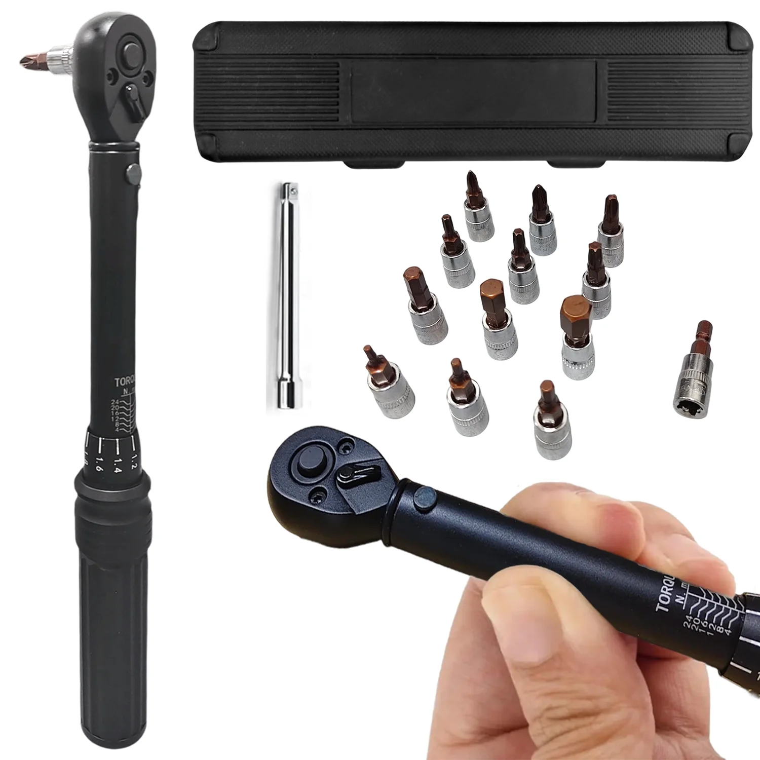

BicycleTorque Wrench Set -2 To 20 N Road and Mountain Bike Maintenance Kit - Including Screws, Extension Rods, and Storage Boxes