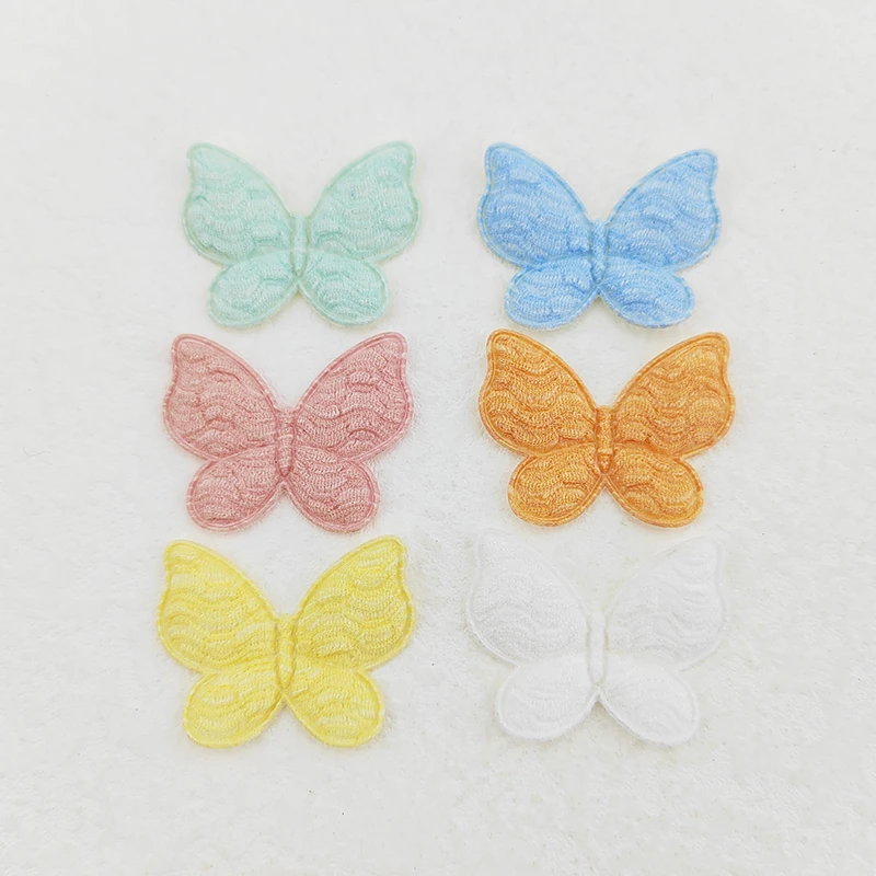 100 sztuk/partia 3.1*2.5CM motyl wyściełane aplikacje dla Craft ubrania akcesoria do szycia DIY akcesoria do włosów klip poprawki