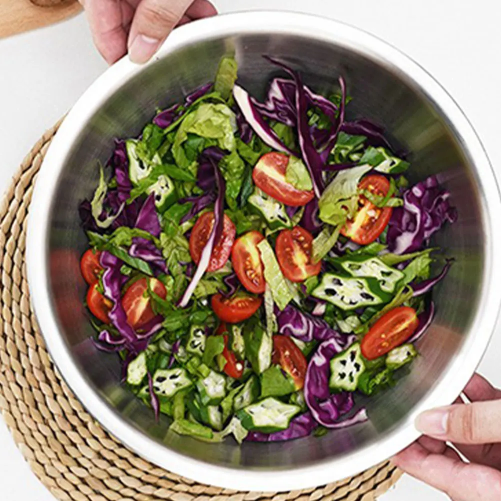 

1 set 1 Set Of 304 Stainless Steel Mixing Bowl 3-Piece Kitchen Container For Baking Cooking Salad Storage Dough Egg Food Serving