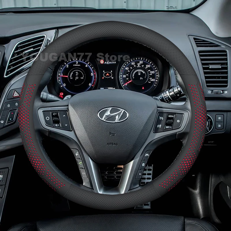 Leather Car Steering Wheel Cover For Hyundai i40 Tourer i10 i20 N Line 2012-2024 Covers For Covers Auto Hyundai Accessories view 4