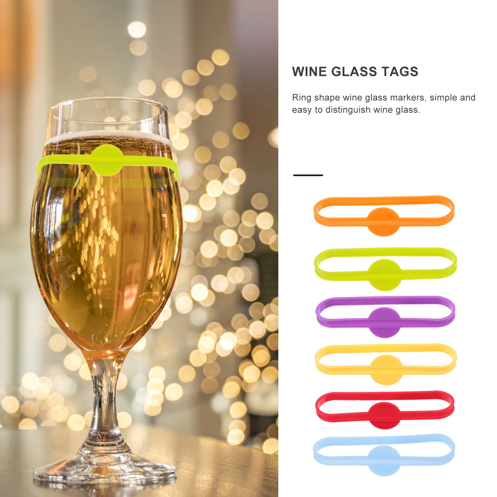 

24Pcs Round Silicone Wine Glass Markers Ring Shape Party Glass Charms Identification Tags Heat Insulation