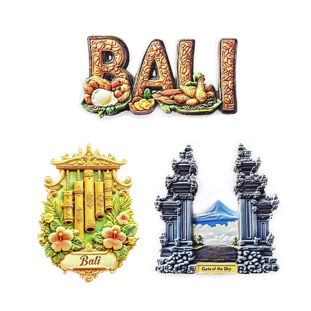Asia Indonesia Bali Resin 3D Fridge Magnets Tourism Souvenir Refrigerator Sticker Handicraft Gift Decoration