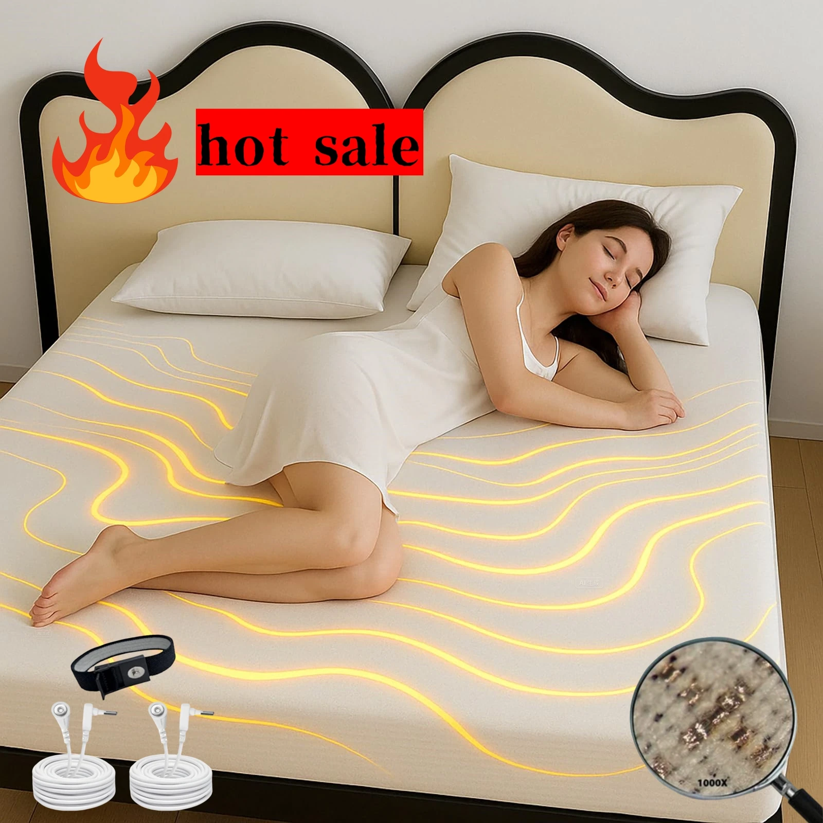 

King Size Grounding Flat sheet add 10% Silver Fiber Anti-Static & Radiation Proof for Earthing Fitted Sheets Release Charge