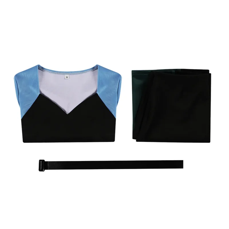 토탈 드라마 아일랜드 그웬 코스프레 의상 크롭 탑과 미니 스커트 풀 세트 카니발 의상 여성용 넥웨어 포함 jk;6