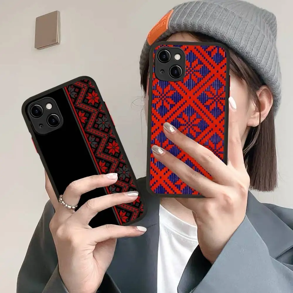

U-Ukraine Ornament Pattern Phone Case For IPhone 16 15 14 X XR XS 7 8 Plus 11 12 13 Pro MAX 13mini Matte Shockproof Case