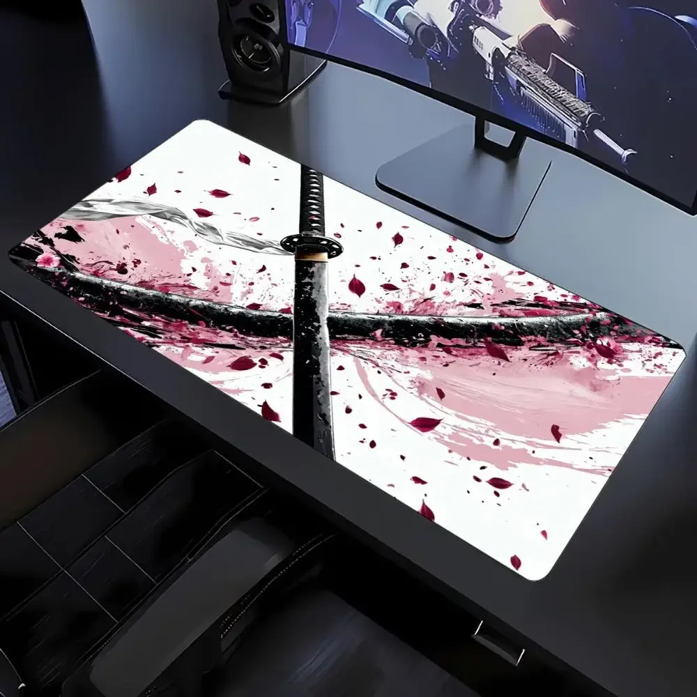 CIFBUY Japanese Samurai Sword Wave Art Large Desk Mat Non-Slip Rubber Base Gaming Mouse Pad Desktop Keyboard Mat For PC Laptop