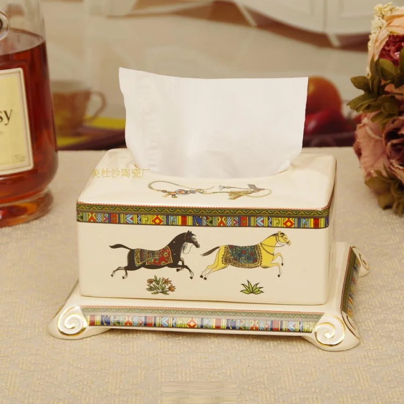 

European style retro ceramic tissue paper box living room decoration