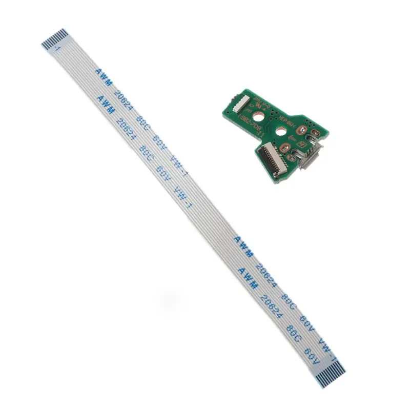 Placa de enchufe de puerto de carga USB JDS-055, Cable de cinta flexible de 12 pines con tablero y destornillador para controlador DualShock 4