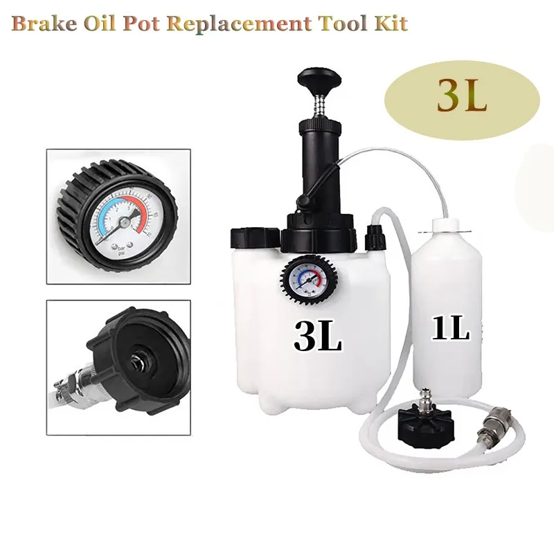 

3L Auto Car Brake Oil Pot Replacement Tool Kit Oil Pump Empty Oil Bleeder Exchange Drained Kit For Car Motorcycle