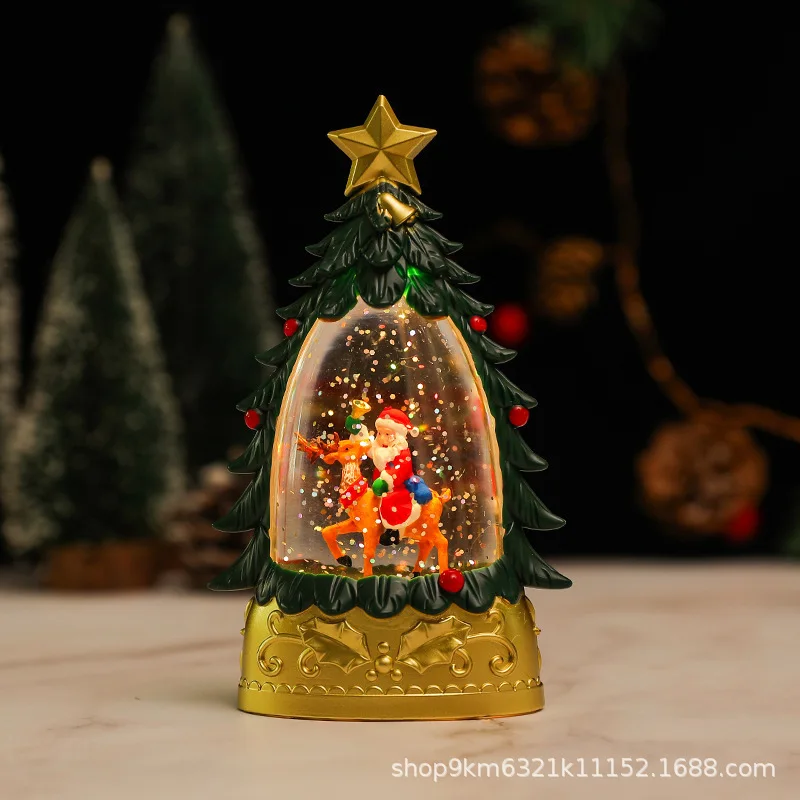 

Christmas luminous water filling snow Christmas tree luminous interior Santa Claus desktop ornaments decorative gifts