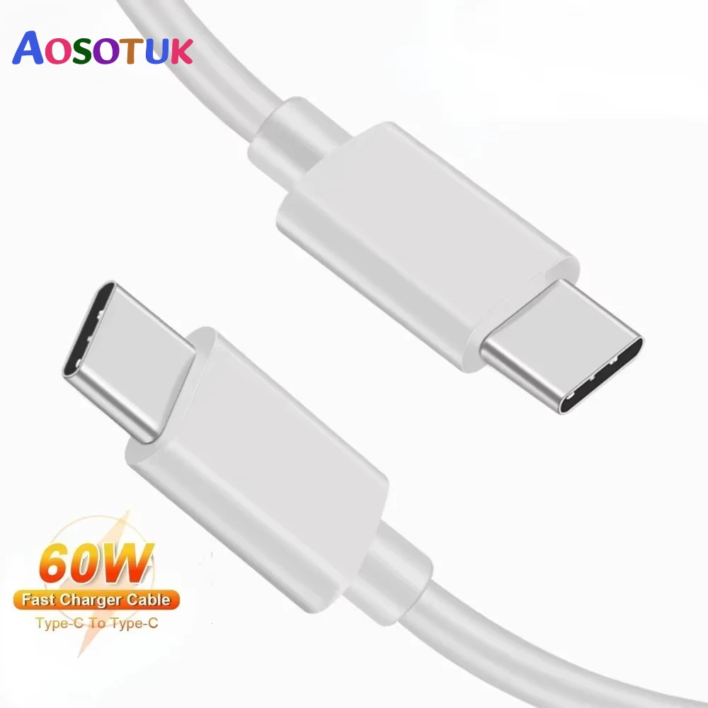 PD60W USB Type C to Type C Cable Quick Charge 3.0 USBC Short Cable for Samsung S24 S23 S22 Huawei Xiaomi Power Bank Data Cable